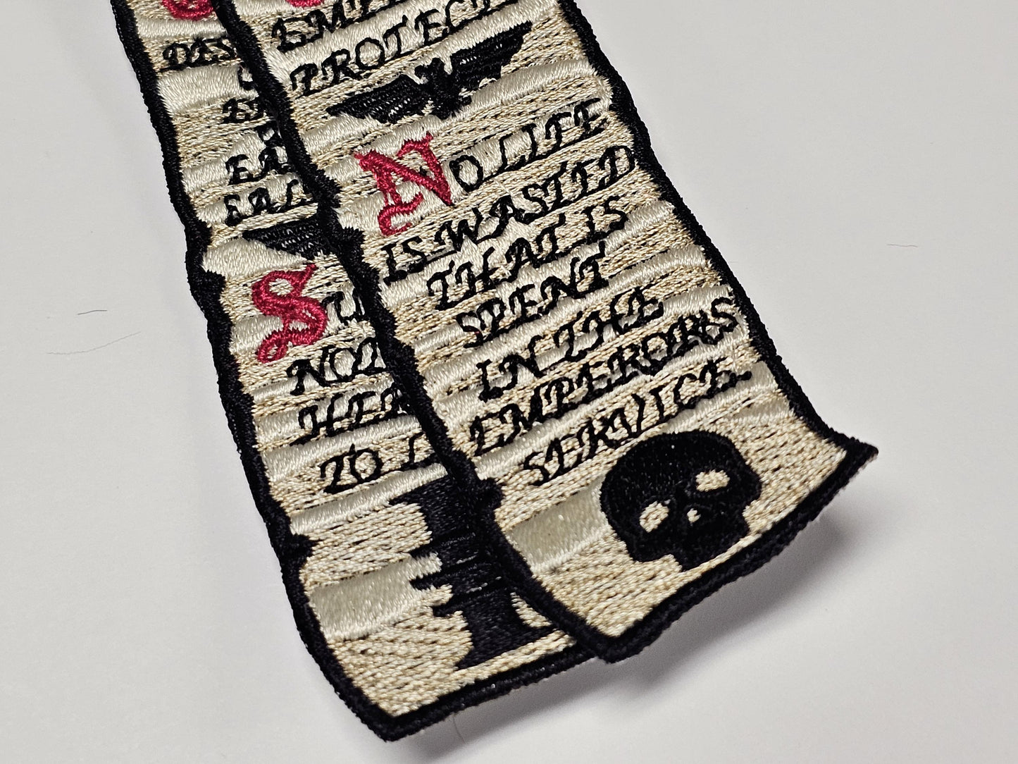 Grim Dark Purity Seal Wax & Scroll Embroidered Patch Warhammer 40k Inspired